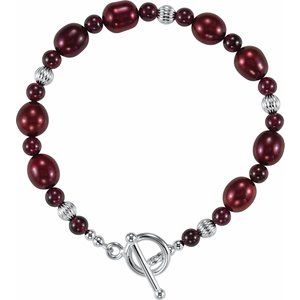 Sterling Silver Rhodolite Garnet & Freshwater Cultured Pearl 7.5