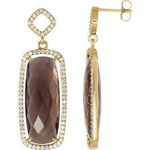 Load image into Gallery viewer, Sterling Silver Smoky Quartz &amp; 3/4 CTW Diamond Earrings
