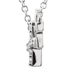 Load image into Gallery viewer, Sterling Silver Cubic Zirconia Double Sideways Cross 18&quot;  Necklace
