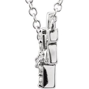 Sterling Silver Cubic Zirconia Double Sideways Cross 18"  Necklace