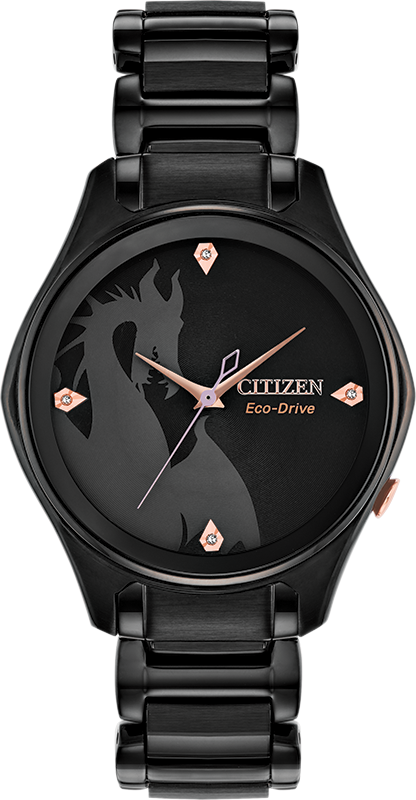 EM0595-51W Channel the Mistress of All Evil in a sleek Disney Villains Maleficent diamond watch from CITIZEN®