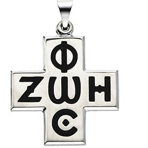 Sterling Silver 24x24 mm Phos Zoe Cross Pendant